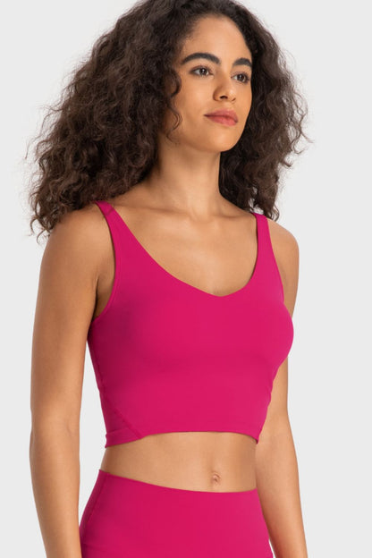 Deep V-Neck Crop Sports Bra