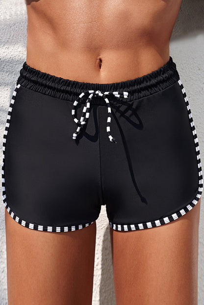 Full Size Contrast Drawstring Waist Swim Shorts