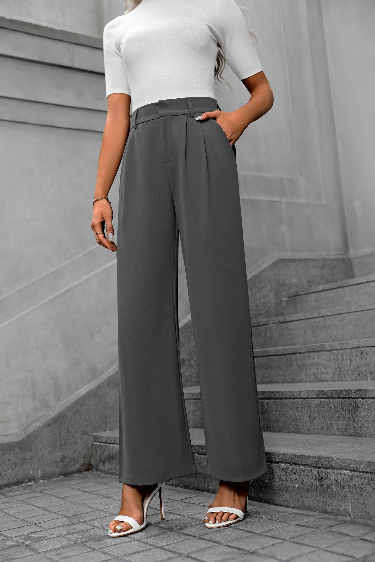 Pocketed High Waist Pants