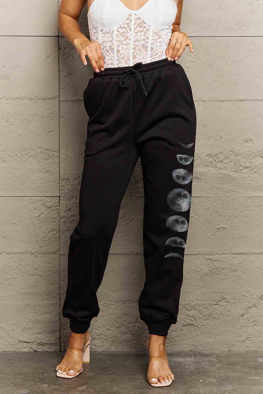 Simply Love Full Size Lunar Phase Graphic Sweatpants