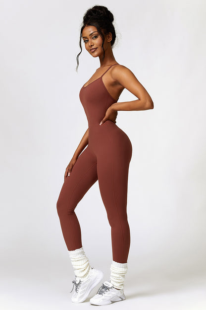 Basic Bae Open Back Spaghetti Strap Active Jumpsuit