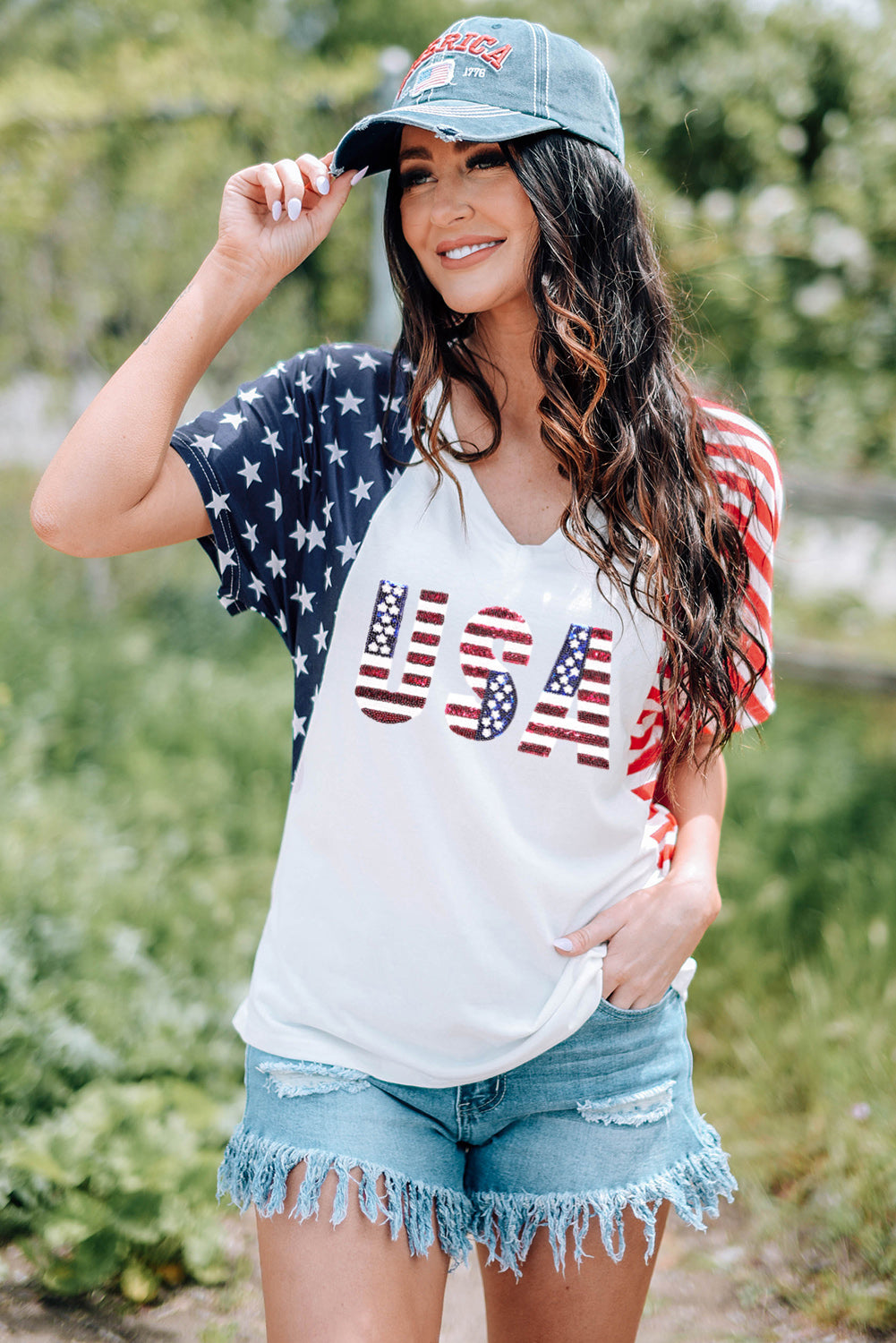 USA V-Neck Short Sleeve T-Shirt