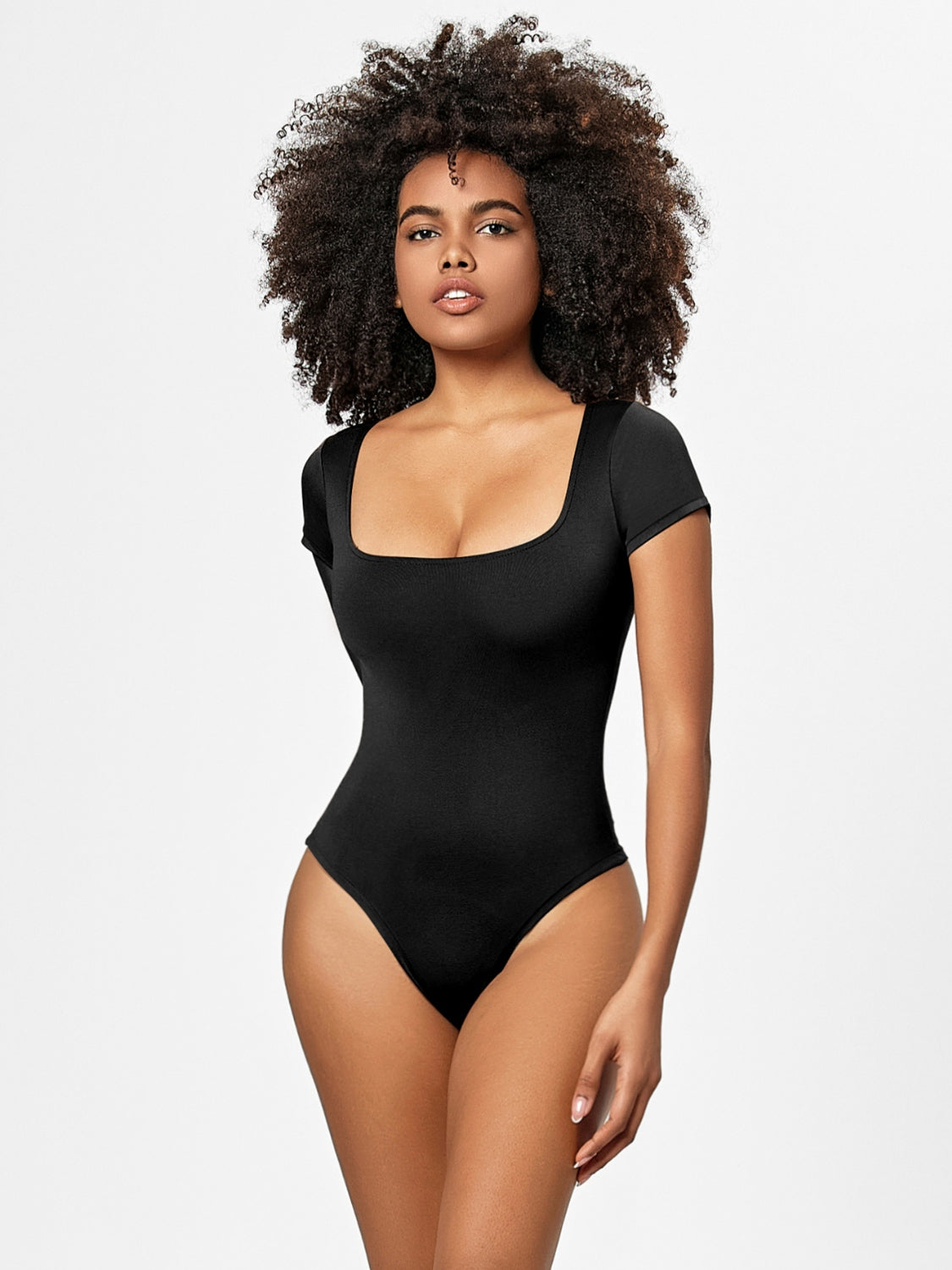 Full Size Square Neck Short Sleeve Bodysuit