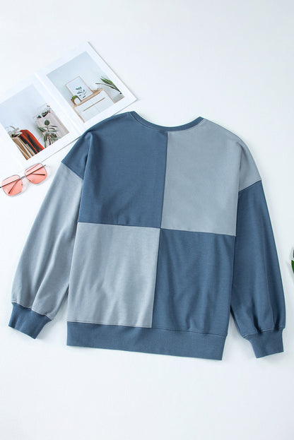 Contrast Half Button Long Sleeve Sweatshirt