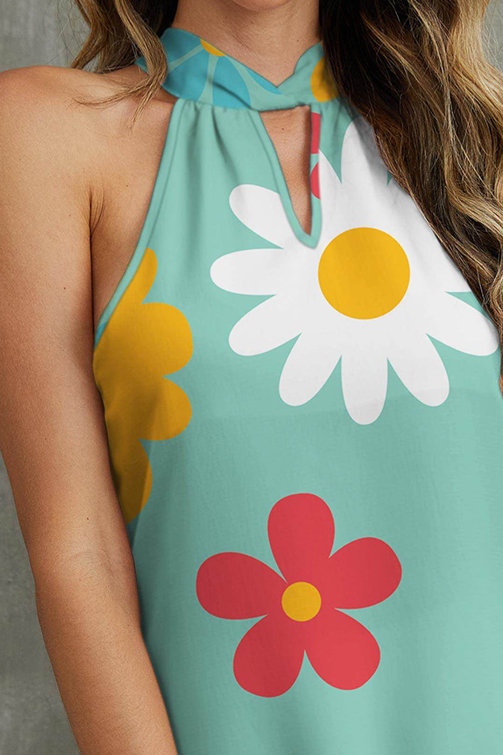 Flower Grecian Neck Tank