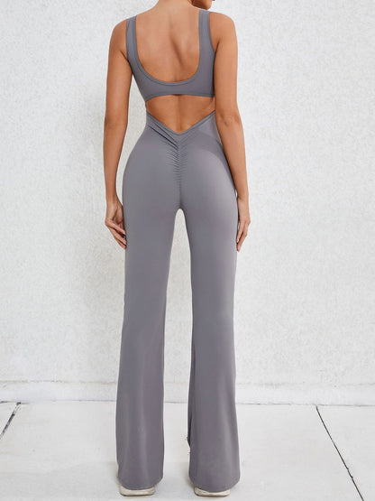 Cutout Wide Strap Scoop Neck Active Jumpsuit