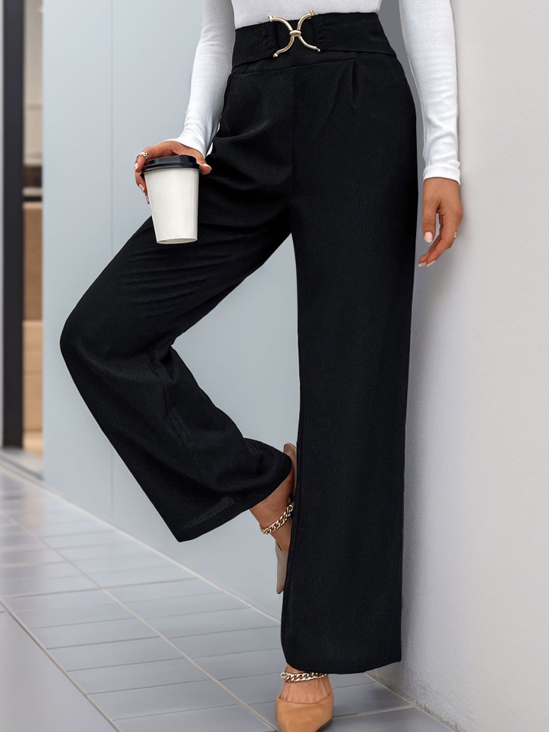 High Waist Straight Leg Pants