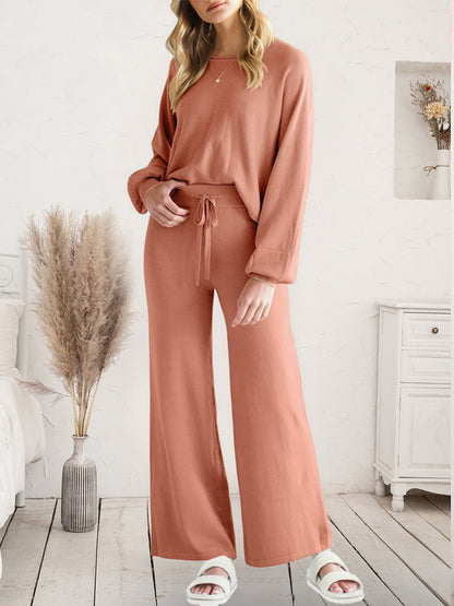 Long Sleeve Lounge Top and Drawstring Pants Set