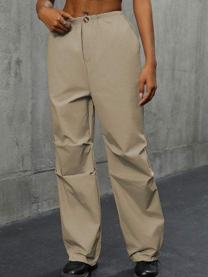 Pocketed Elastic Waist Pants