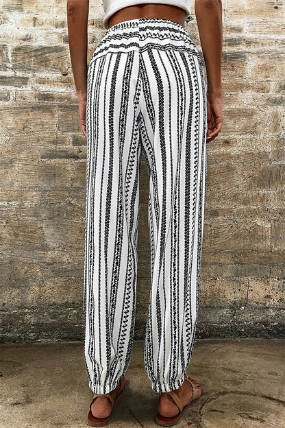 Printed Elastic Waist Pants