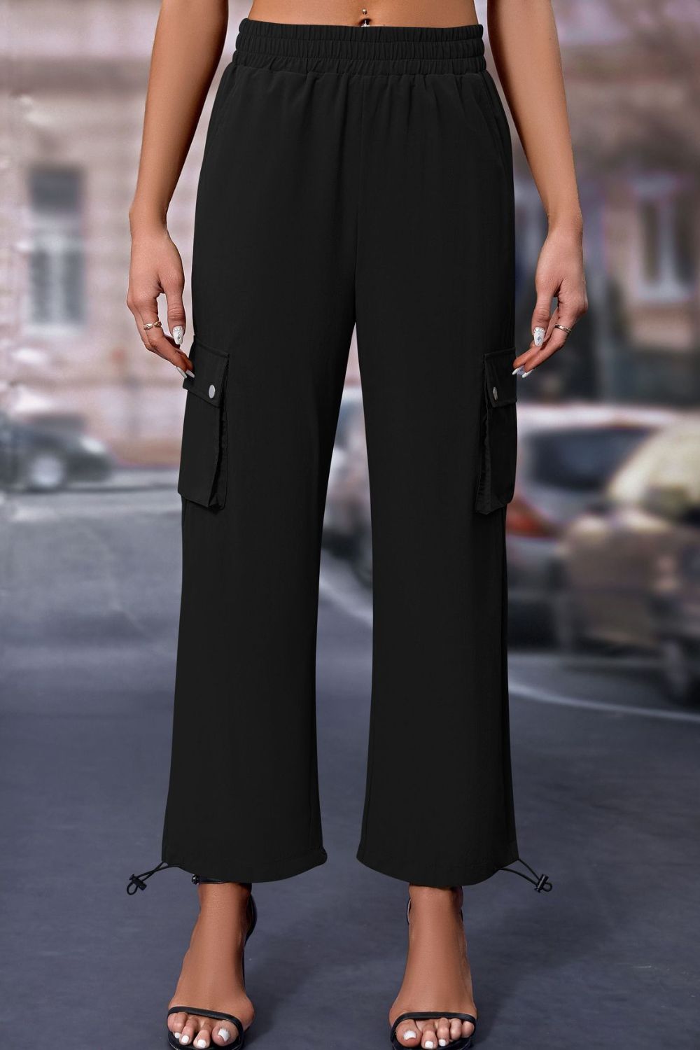 Elastic Waist Pants with Pockets