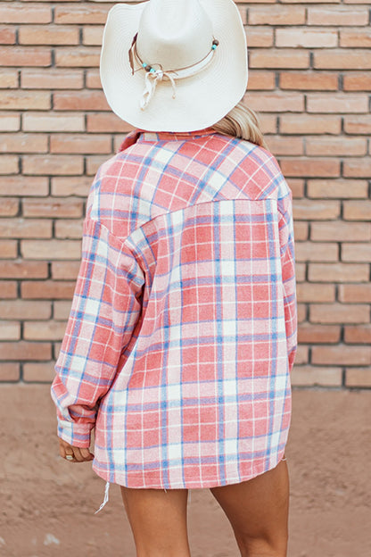 Plaid Button Up Long Sleeve Shacket