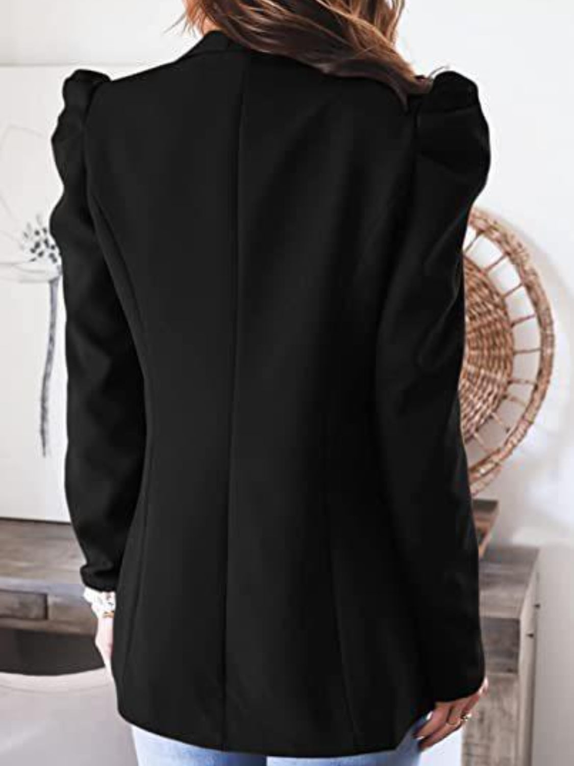 Collared Neck Puff Sleeve Blazer