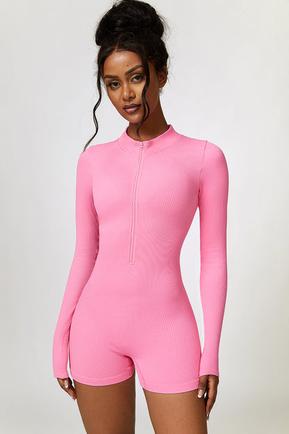 Half Zip Long Sleeve Active Romper