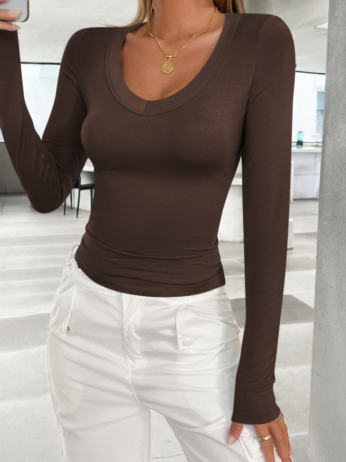 V-Neck Long Sleeve T-Shirt