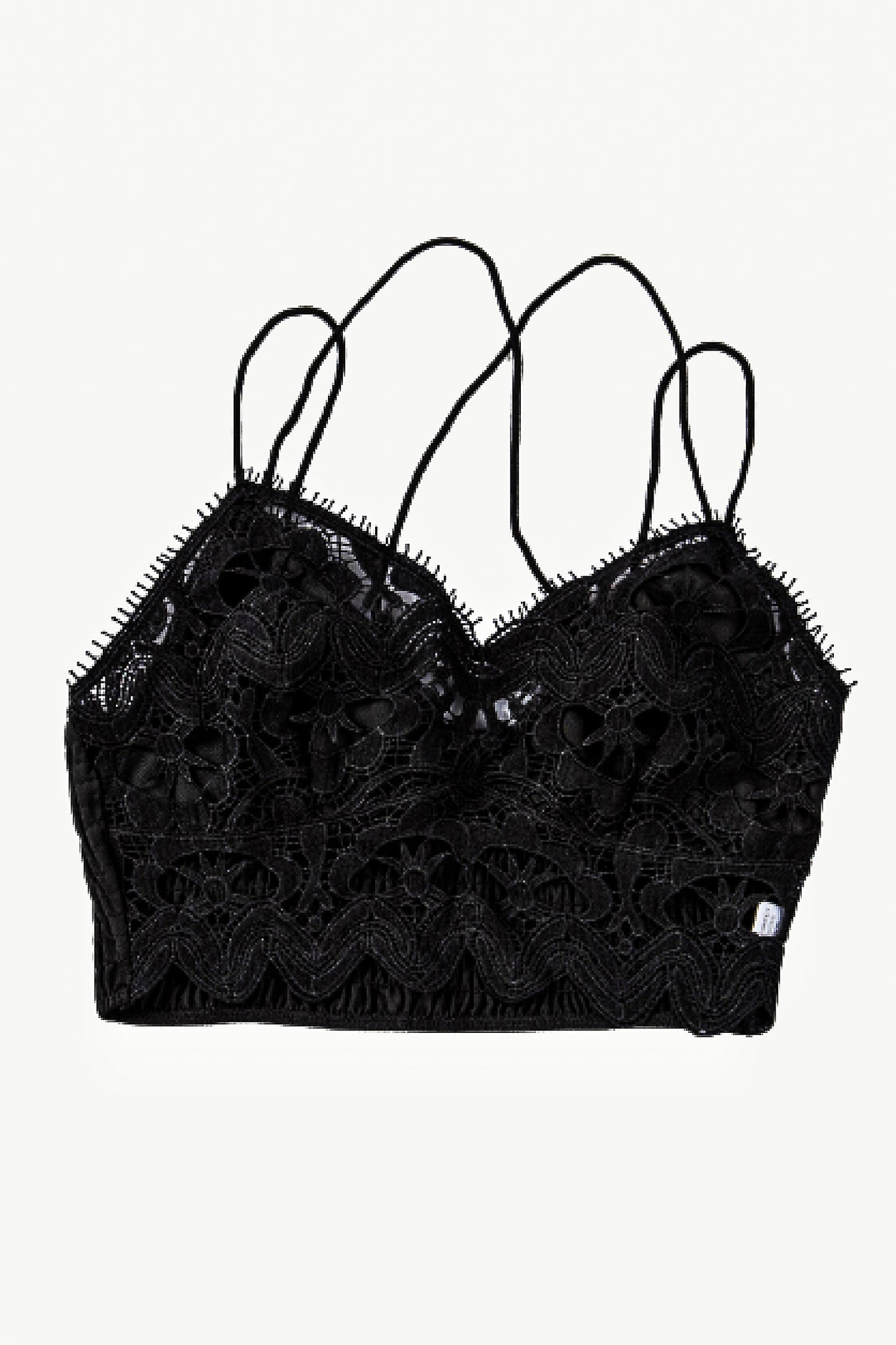 Smocked Eyelash Trim Lace Bralette