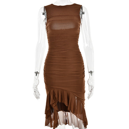 Sleeveless Sexy Sheath Pleated Dress