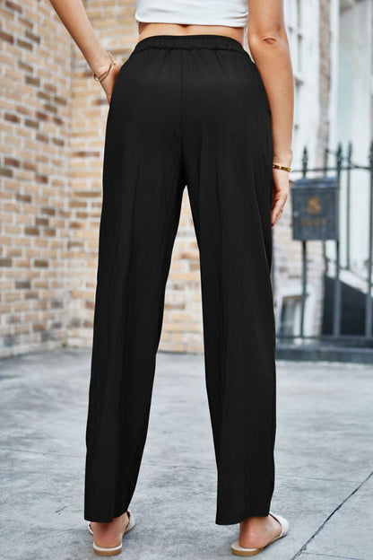 Elastic Waist Wide Leg Pants