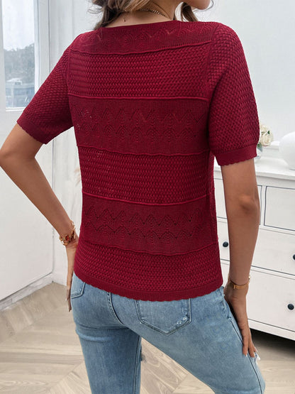 Round Neck Half Sleeve Knit Top