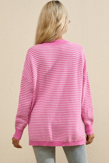 Striped V-Neck Long Sleeve Top