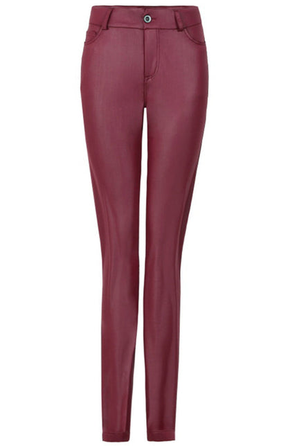 Sleek Women's PU Leather Fitted Trousers