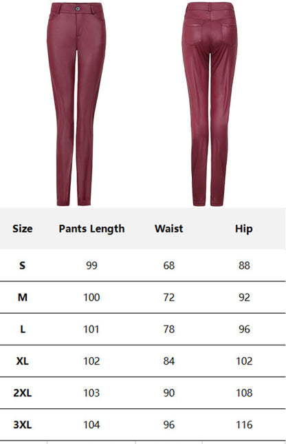 Sleek Women's PU Leather Fitted Trousers